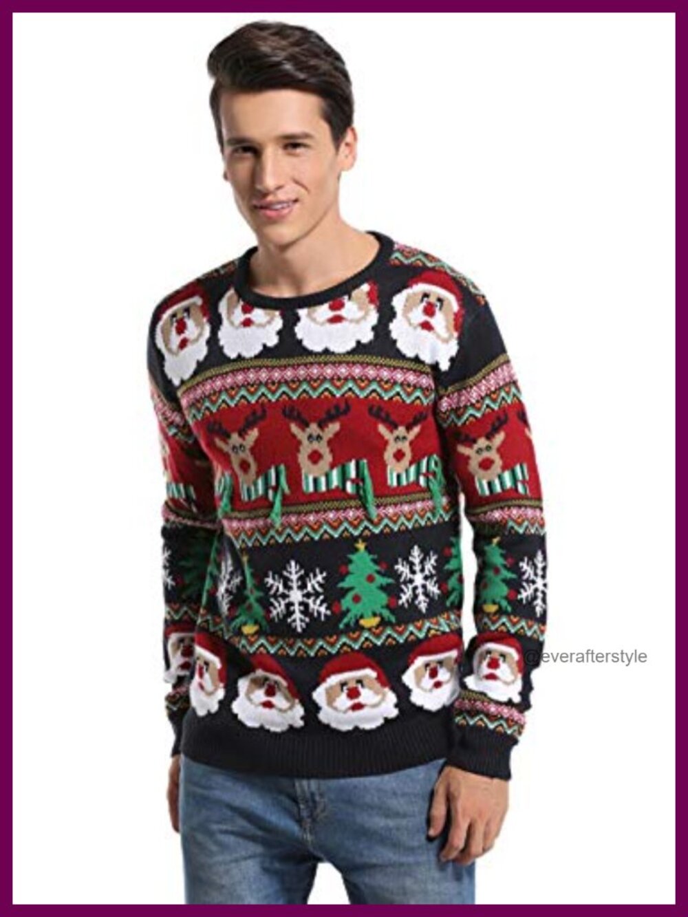 Men's Christmas Reindeer Snowman Santa Pullover Sweater - Picture 5 of 6
